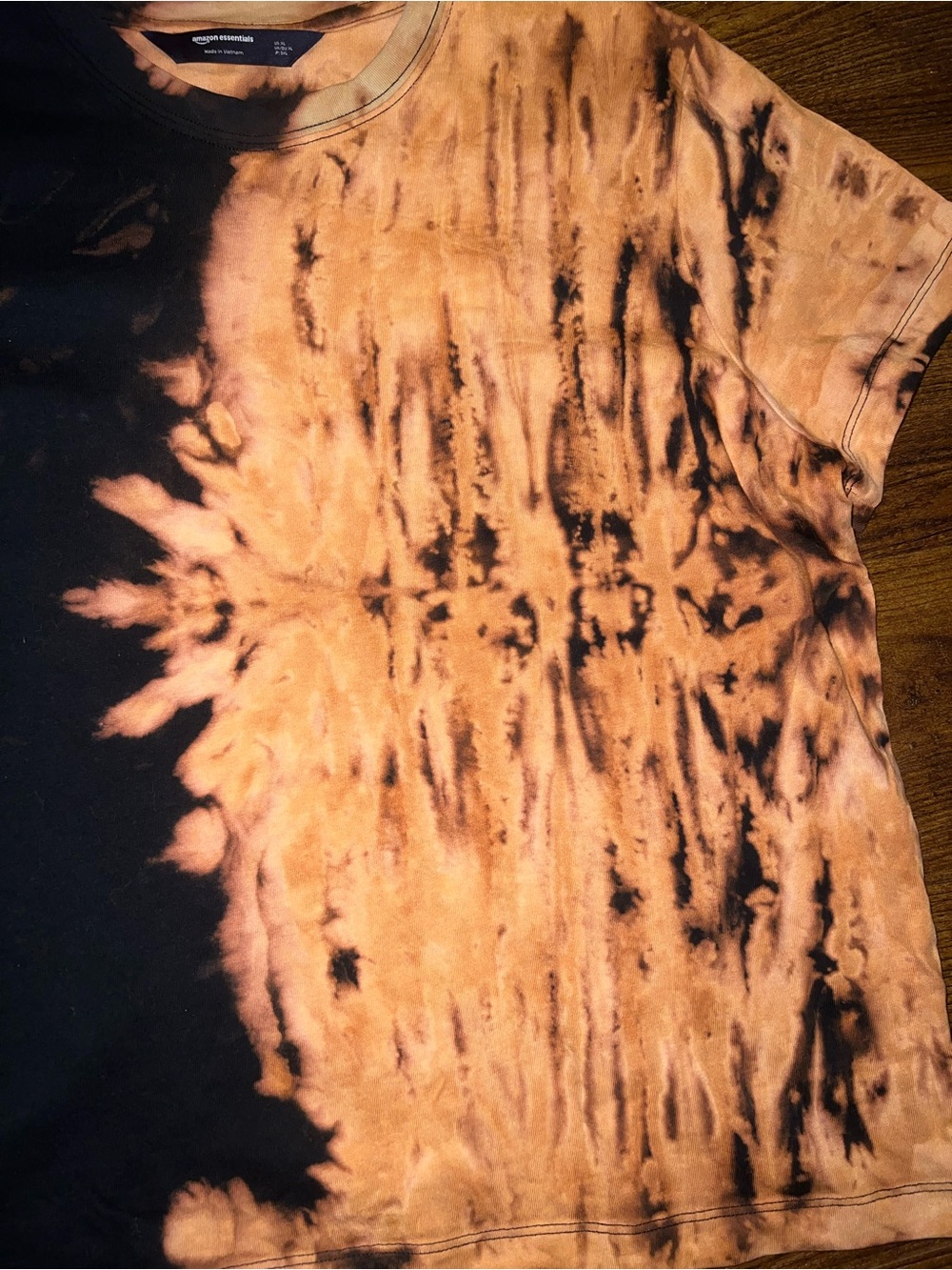 Handmade Black Tie Dye Shirt Split Dye Orange Short Sleeve Goth Grunge Size XL - Picture 6 of 9